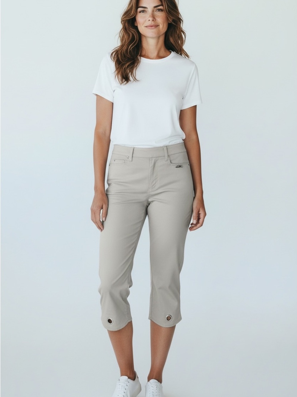 jamie sadock Slim Crop Capris in Light Grey